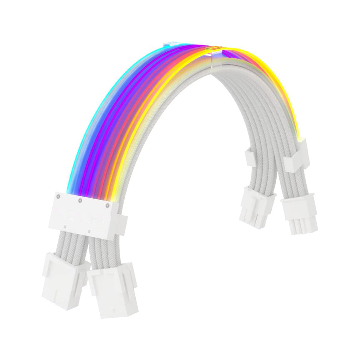 8 Pin x2 RGB PSU Lighting Cables, 5V 3pin Connectors 30cm, ARGB Motherboard Power Supply Cable, Sleeved Cable Extension Kit, Strimmer Extension Cable Kit, Sync for PC CPU/PCIE Cable Extension Kit, White 8 Pin x2 RGB PSU Lighting Cables, 5V 3pin Connectors 30cm, ARGB Motherboard Power Supply Cable, Sleeved Cable Extension Kit, Strimmer Extension Cable Kit, Sync for PC CPU/PCIE Cable Extension Kit, White